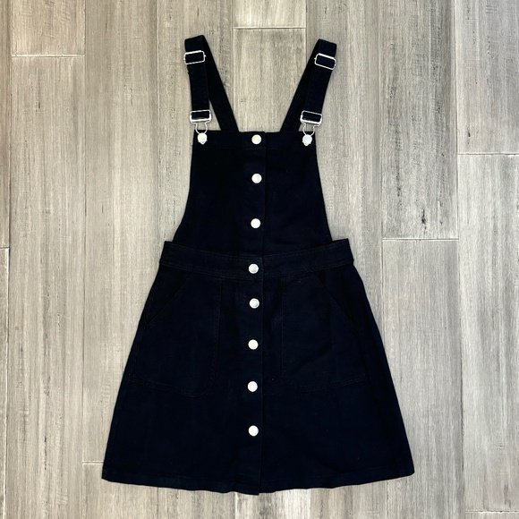 h&m denim pinafore dress Women's Dark denim blue Denim pinafore dress
